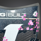Close-up of the cherry blossom artwork and sparkle finish on the white vinyl vented plate