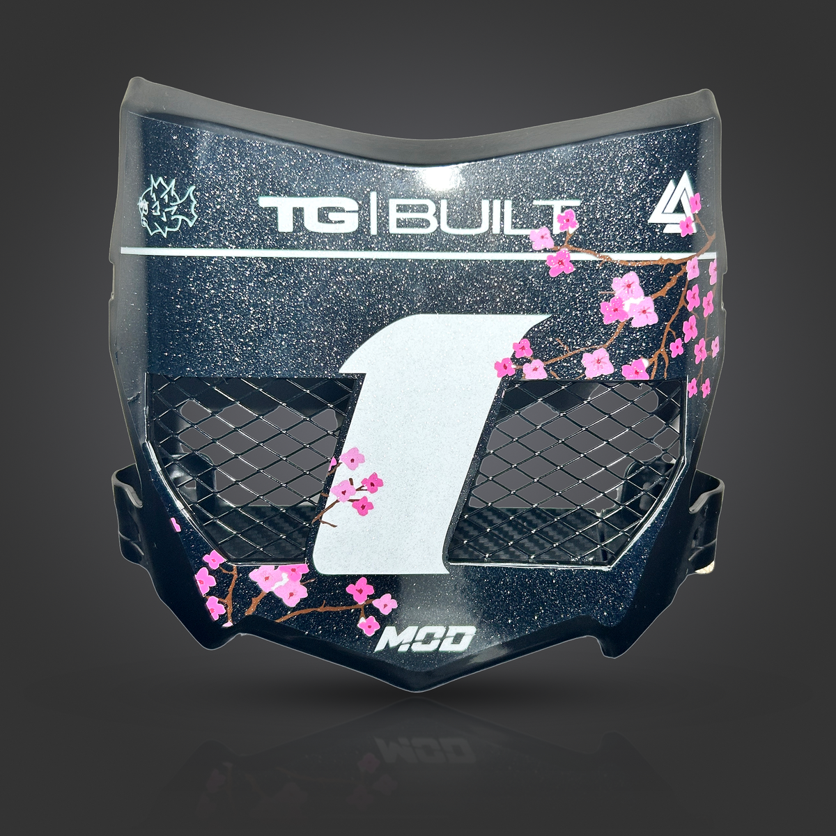 MODesignz pre-made vented plate with cherry blossom design in white vinyl